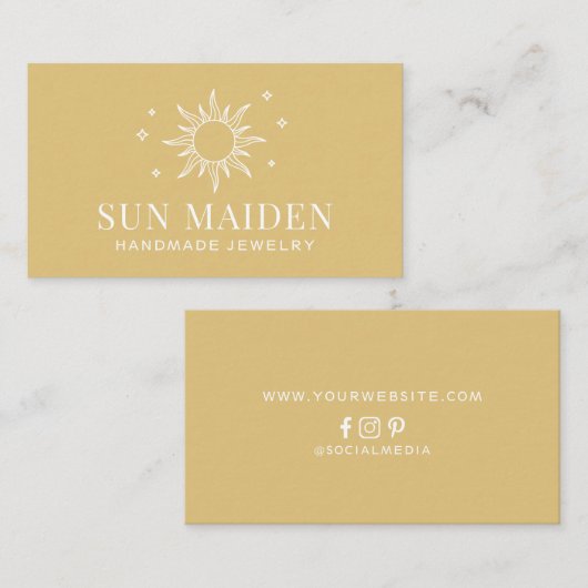 Modern Yellow Sun Visitekaartje (Voorkant / Achterkant)