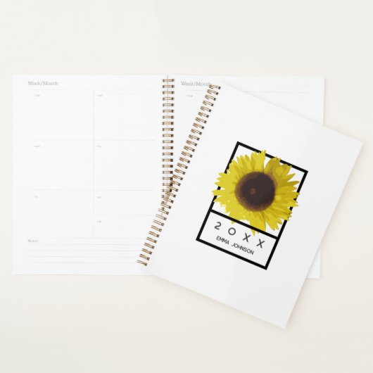 Modern Yellow Sunflower Floral Custom Name 2026 Planner (Display)