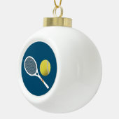 Modern Yellow Tennis Ball Retro Racket Keramische Bal Ornament (Rechts)