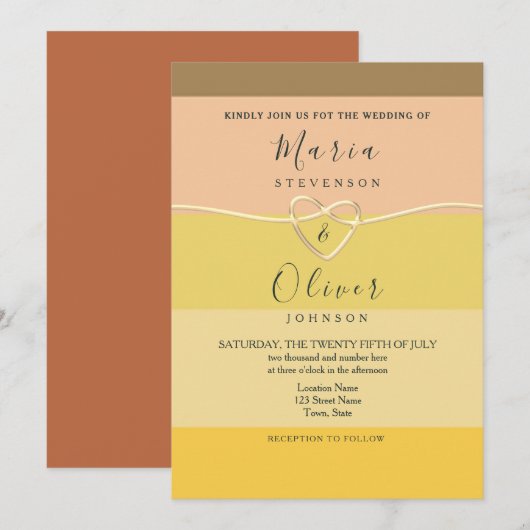Modern Yellow Terracotta Wedding Invitation Kaart (Voorkant / Achterkant)
