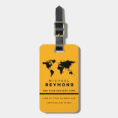 Modern Yellow Travel Bag Label met aangepaste naam Bagagelabel (Voorkant verticaal)