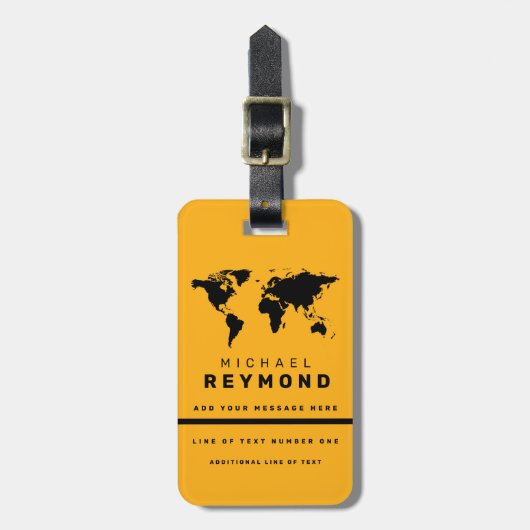 Modern Yellow Travel Bag Label met aangepaste naam Bagagelabel (Voorkant verticaal)