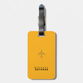 Modern Yellow Travel Bag Label met aangepaste naam Bagagelabel (Achterkant verticaal)