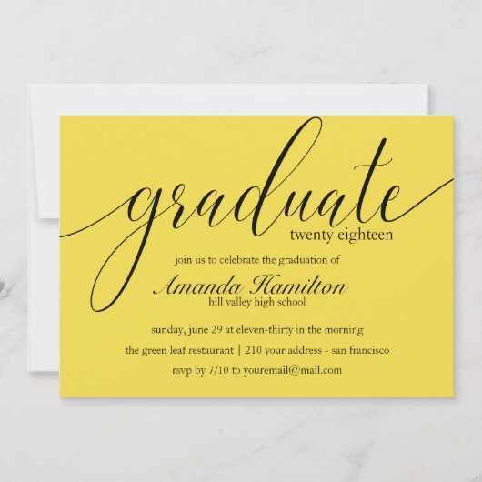 Modern Yellow typografie Afstuderen Kaart (Voorkant)