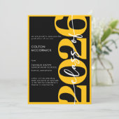 Modern Yellow Typography Graduation Announcement Kaart (Staand voorkant)