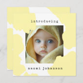 Modern Yellow Watercolor Baby aangekondigd Kaart (Voorkant / Achterkant)