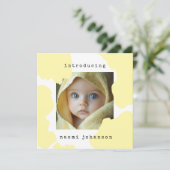 Modern Yellow Watercolor Baby aangekondigd Kaart (Staand voorkant)