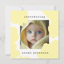 Modern Yellow Watercolor Baby aangekondigd Kaart