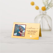 Modern Yellow Waterverf foto bruiloft gevouwen Plaatskaartje (Voorkant)