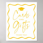 Modern Yellow Wavy Afstuderen Kaarten en geschenke Poster (Voorkant)