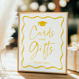 Modern Yellow Wavy Afstuderen Kaarten en geschenke Poster