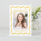 Modern Yellow Wavy Lijst 2 Foto Afstuderen Aankondiging (Staand voorkant)
