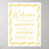 Modern Yellow Wavy Lijst bruiloft welkom Poster (Voorkant)