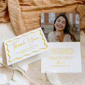 Modern Yellow Wavy Lijst Foto Afstuderen Bedankkaart