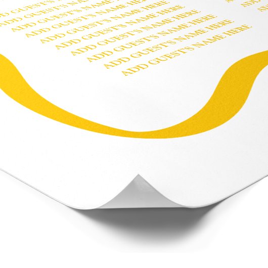 Modern Yellow Wavy Lijst Trouwstoel Grafiek Poster (Hoek)