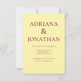Modern Yellow Wedding Invitation -  Kaart