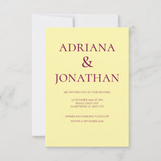 Modern Yellow Wedding Invitation -  Kaart