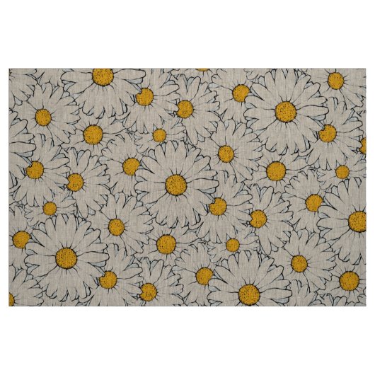 Modern Yellow White Daisy Floral Pattern Stof (Fat Quarter)