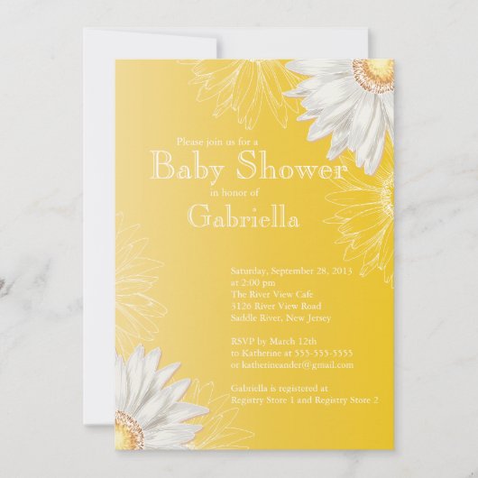 Modern Yellow & White Gerbera Daisy Baby shower Kaart (Voorkant)