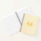 Modern Yellow & White Stripes Monogram Name Notitieboek (Binnen)
