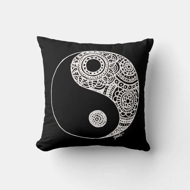 Modern Yin Yang Black en White Kussen (Voorkant)