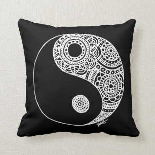 Modern Yin Yang Black en White Kussen