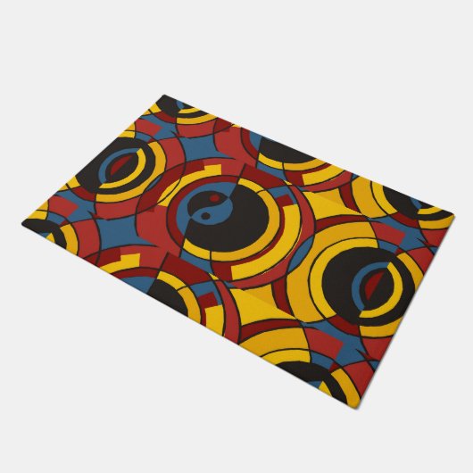 Modern Yin & Yang Pattern + uw ideeën Deurmat (Schuin)