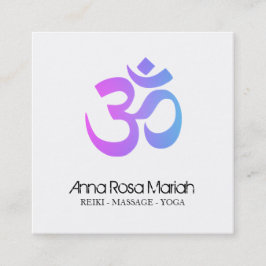 *~* Modern Yoga Energy Healer Aum Om Symbol Vierkante Visitekaartje