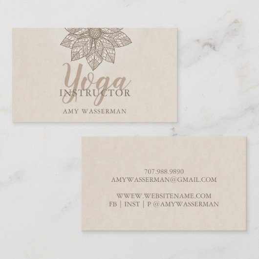 Modern Yoga Instructor Lotus Flower Visitekaartje (Voorkant / Achterkant)