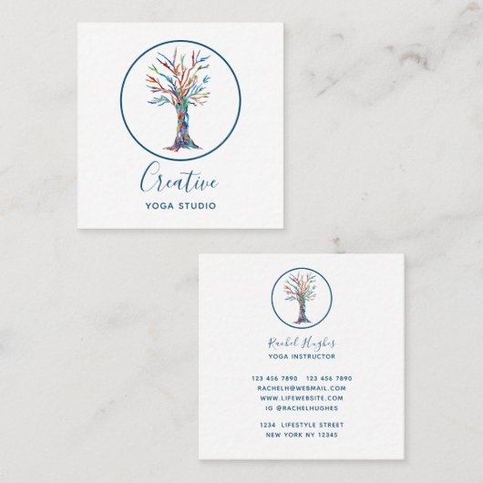 Modern Yoga Studio Vierkante Visitekaartje (Voorkant / Achterkant)