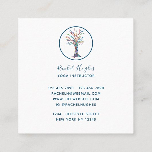 Modern Yoga Studio Vierkante Visitekaartje (Achterkant)