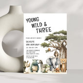 Modern Young Wild en Drie Safari 3e verjaardag Kaart