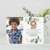 Modern Young Wild & Three Lion 3rd Verjaardag Jong Kaart (Staand voorkant)