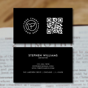 Modern Your Church Logo QR Code Zwart-wit Visitekaartje