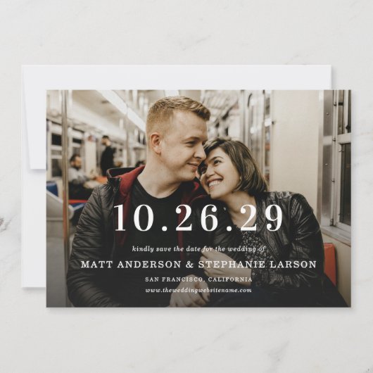 Modern Your Wedding Date Photo Save The Date Kaart (Voorkant)