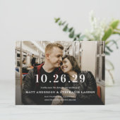 Modern Your Wedding Date Photo Save The Date Kaart (Staand voorkant)