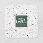 Modern zacht groen terrazzo marmer abstract patroo vierkante visitekaartje (Voorkant)