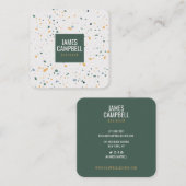 Modern zacht groen terrazzo marmer abstract patroo vierkante visitekaartje (Voorkant / Achterkant)
