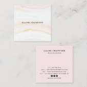 Modern zacht pastel roze marmeren agaat patroon vierkante visitekaartje (Voorkant / Achterkant)