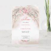 Modern zacht pastel roze roos pampas gevouwen prog programma (Voorkant)