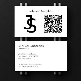 Modern Zakelijk Aangepast Monogramlogo en QR-code Visitekaartje