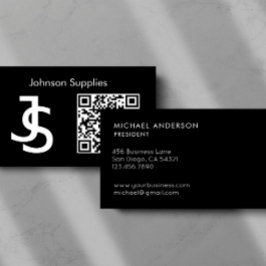 Modern Zakelijk Aangepast Monogramlogo en QR-code Visitekaartje