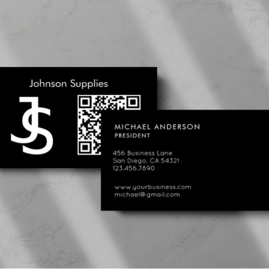Modern Zakelijk Aangepast Monogramlogo en QR-code Visitekaartje