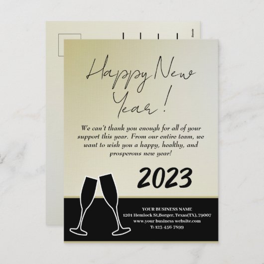 Modern Zakelijk Bedrijfs Gelukkig Nieuwjaar 2023  Feestdagenkaart (Voorkant / Achterkant)