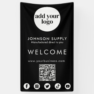 Modern Zakelijk Bedrijfslogo en QR-code Spandoek