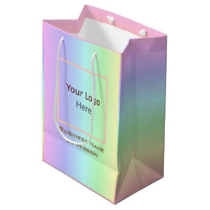 Modern Zakelijk Bedrijfslogo/Foto Naam Regenboog Medium Cadeauzakje