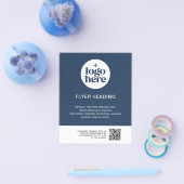 Modern Zakelijk Blauw Aangepast Logo QR Code Zakel Flyer (Enkel)