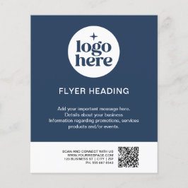 Modern Zakelijk Blauw Aangepast Logo QR Code Zakel Flyer