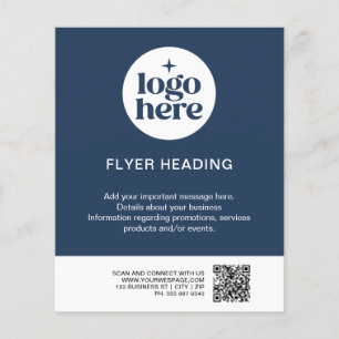 Modern Zakelijk Blauw Aangepast Logo QR Code Zakel Flyer
