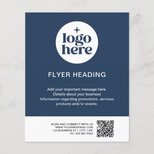 Modern Zakelijk Blauw Aangepast Logo QR Code Zakel Flyer (Voorkant)